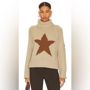 Goldbergh Apres Beauty Sweater Sand Tan Brown Turtleneck Small Star Sweater NWT